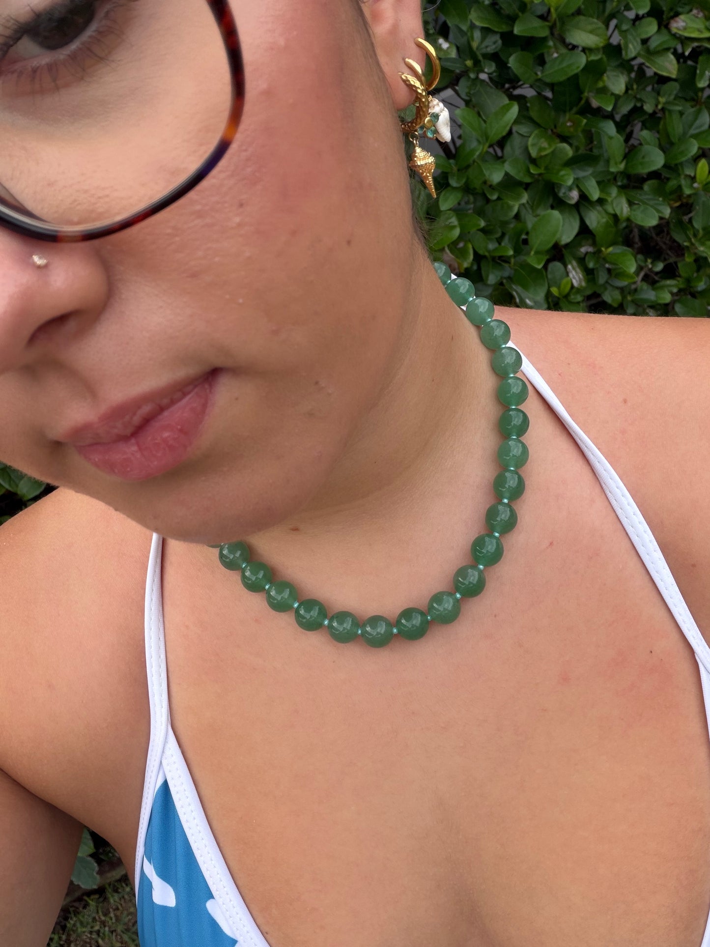 Sage green and Teal Coco Necklace