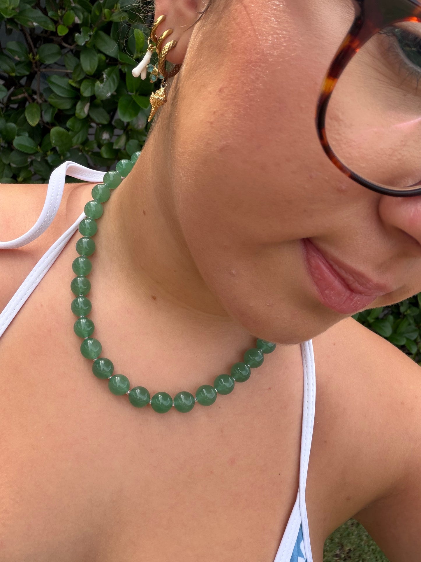 Sage green and Teal Coco Necklace
